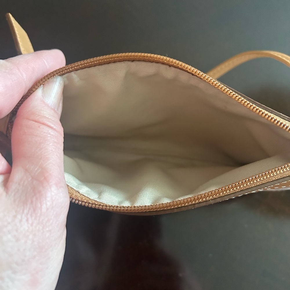 Coach tan signature canvas & brown leather wristlet wallet. Excellent condition! - Picture 5 of 8